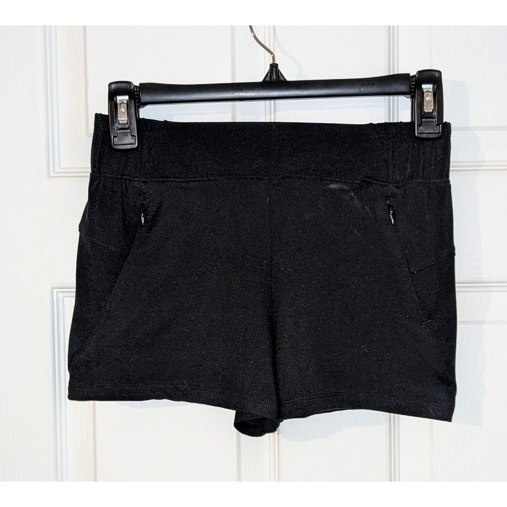 Girls Freely Jayde Athletic Shorts Sz M Black Zip Pockets Gym Running Sports NWT